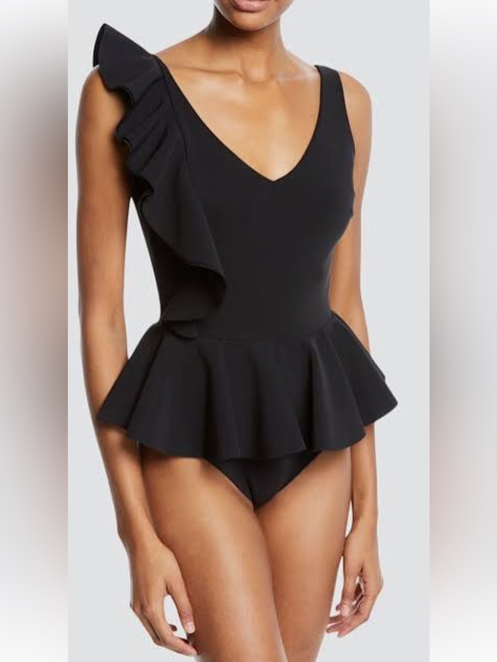 Chiara Boni La Petite Robe Diny Ruffle Peplum Skirted One-Piece Swimsuit 44/10